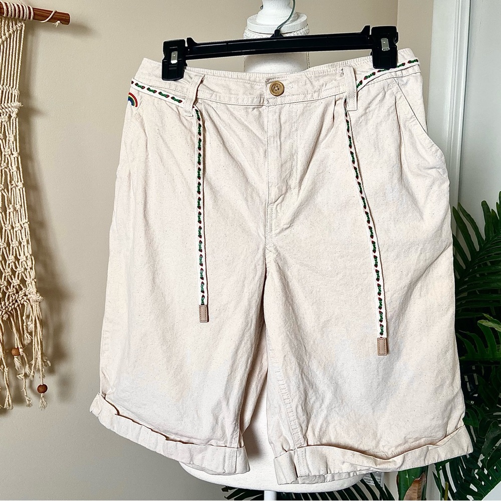 Vans Anaheim Natural Strawberry Rainbow Embroidered Shorts Size 26